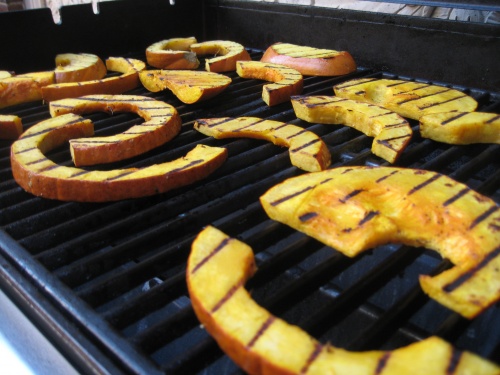 Cook pumpkin on a gas grill